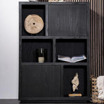 Kast Helsinki | Zwart Eikenhout | 4 Vakken | Laag