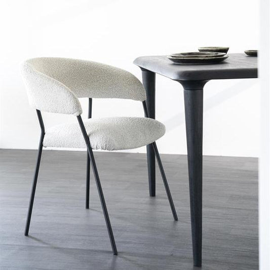 Eetkamerstoel Luka | Taupe Polyester | Met Armleuning