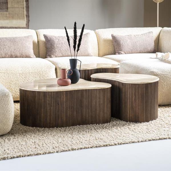 Salontafel Mari | Bruin Travertin | Klein