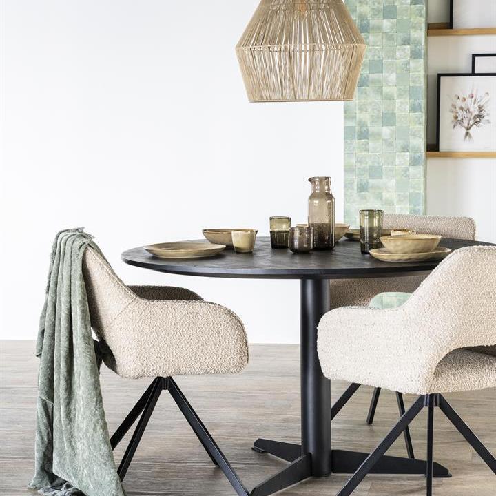 Eetkamerstoel Fabio | Grijs Stof | Met Armleuning