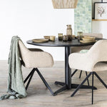 Eetkamerstoel Fabio | Bruin Stof | Met Armleuning