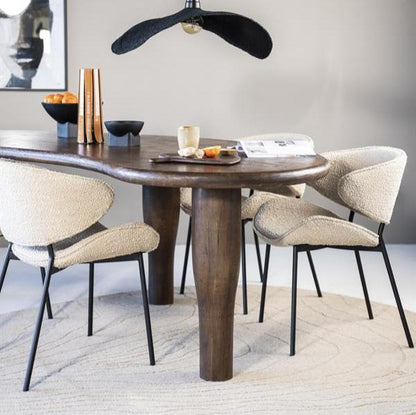 Eetkamerstoel Tess | Zand Stof | Met Armleuning