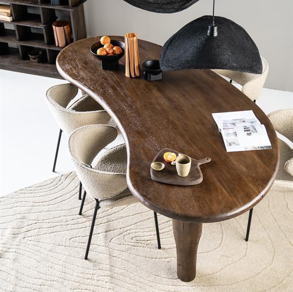 Eetkamerstoel Tess | Bruin Stof | Met Armleuning