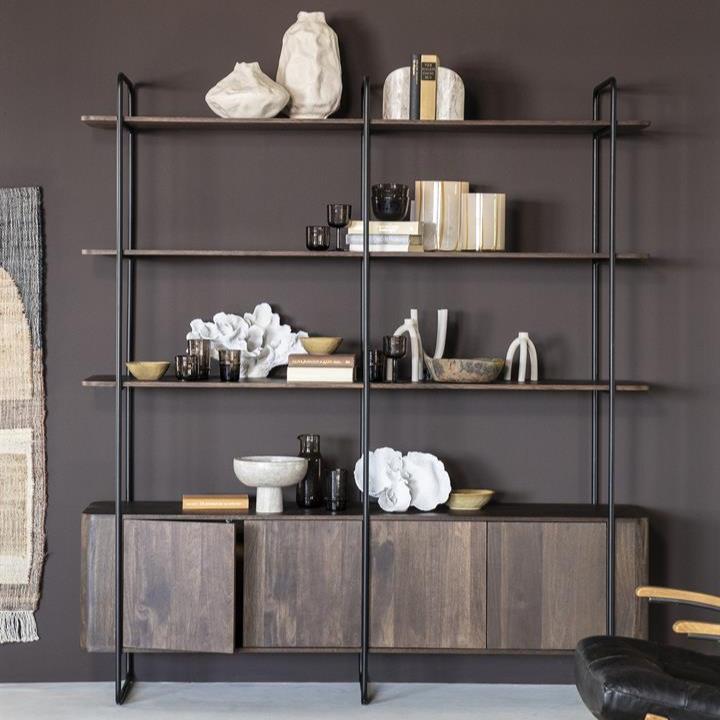 Kast James | Bruin Mangohout | Open Vakken | 210 cm