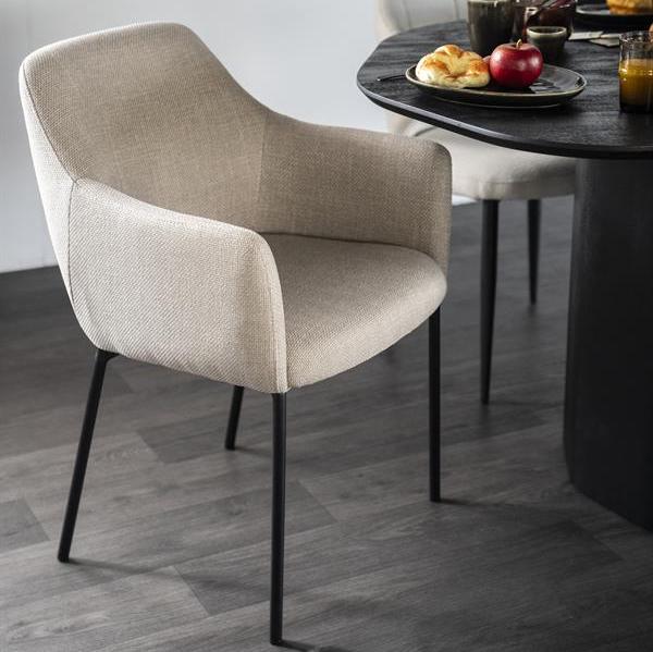Eetkamerstoel Paul | Taupe Polyester | Met Armleuning