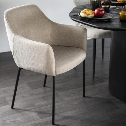 Eetkamerstoel Paul | Taupe Polyester | Met Armleuning