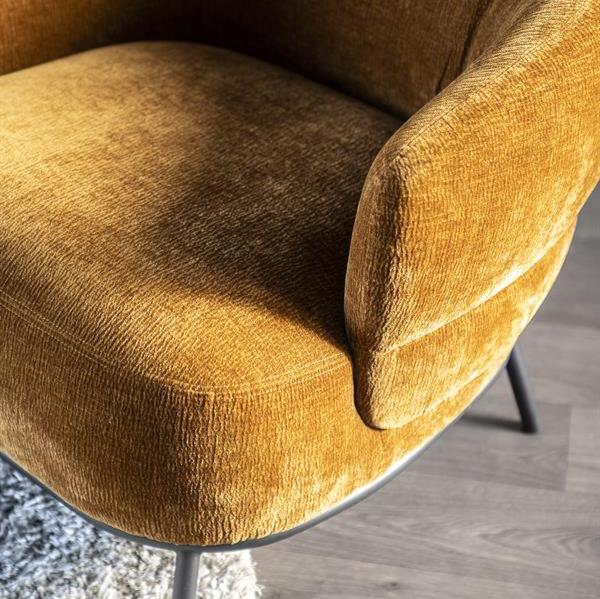 Fauteuil David | Geel Polyester | Met Armleuning