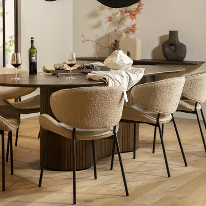 Eetkamerstoel Tess | Beige Stof | Met Armleuning