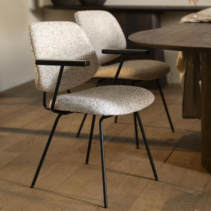 Eetkamerstoel Jon | Beige Stof | Met Armleuning