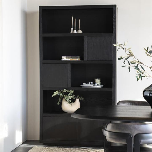 Kast Helsinki | Zwart Eikenhout | 4 Vakken | Hoog