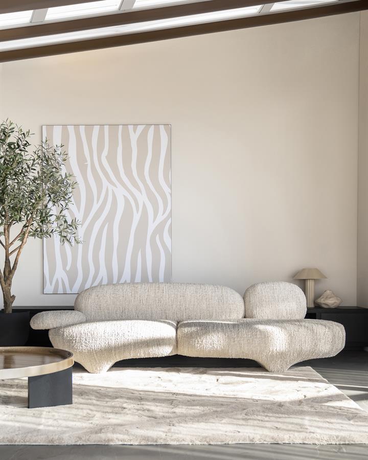 Bank Jayden | Beige Stof | Doorlopende Stof Potten — Vooraanzicht - sfeer