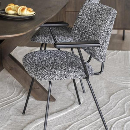 Eetkamerstoel Jon | Zwart Stof | Met Armleuning