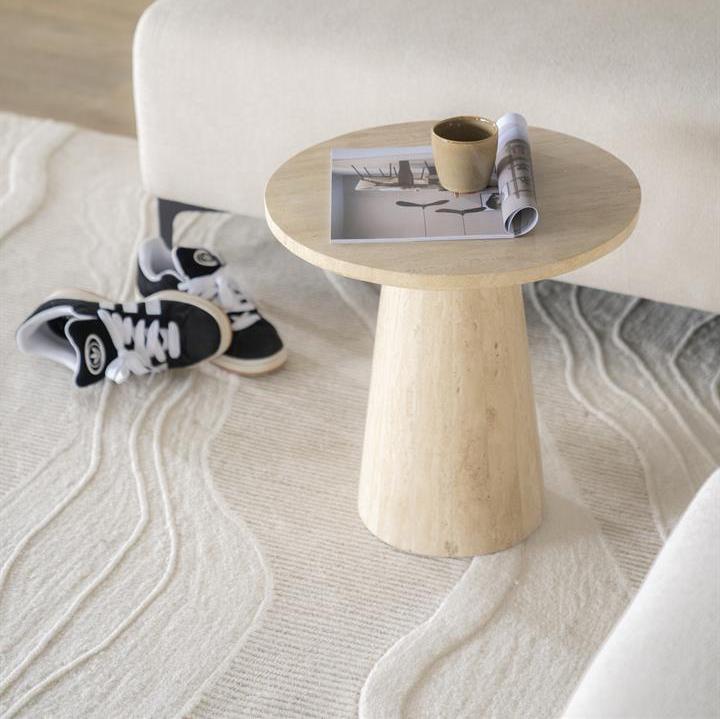 Bijzettafel Aime | Beige Travertin