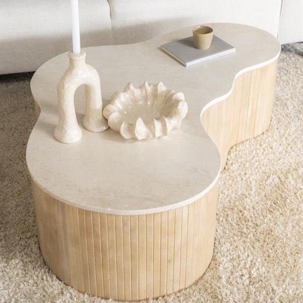 Salontafel Kira | Wit Marmer | Organische Vorm