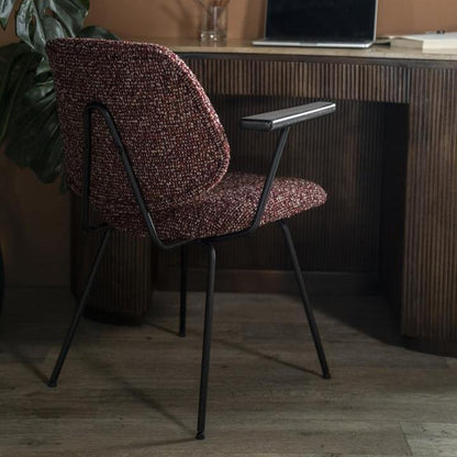 Eetkamerstoel Jon | Rood Stof | Met Armleuning