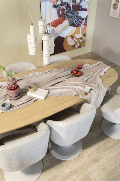Eettafel Dion | Naturel Metaal | Ovaal — Zijaanzicht - sfeer