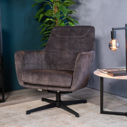 Fauteuil Toby Velours Antraciet