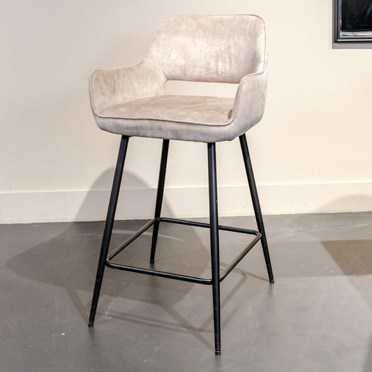 Barkruk Fallon | Horecahoogte | Beige Velvet