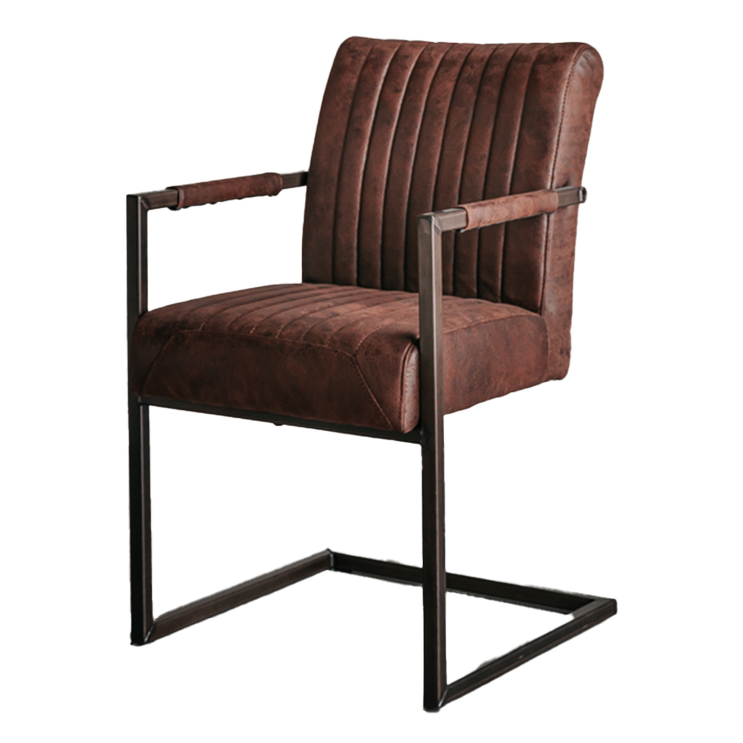 Eetkamerstoel Ferro | Met Armleuning Microvezel Donkerbruin