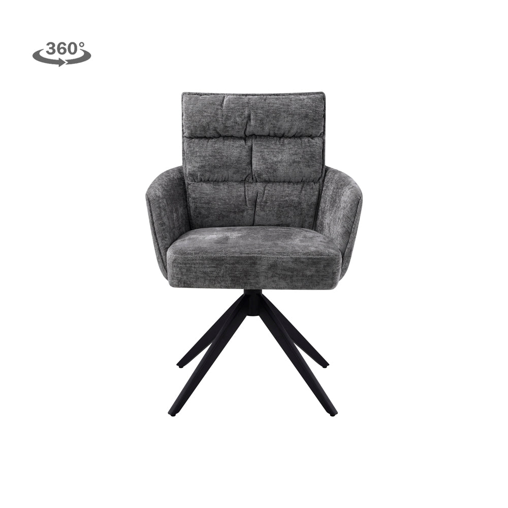 Eetkamerstoel Rosora | Met Armleuning | Grijs Stof