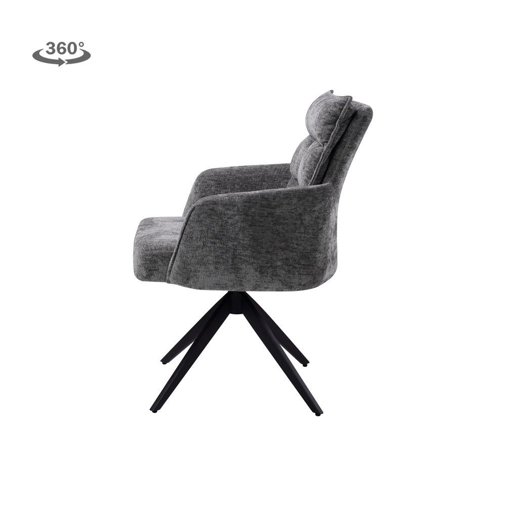 Eetkamerstoel Rosora | Met Armleuning | Grijs Stof