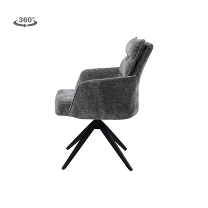 Eetkamerstoel Rosora | Met Armleuning | Grijs Stof