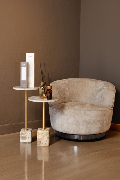 Fauteuil Filou Beige + 2 Gratis Ebe Marmeren Bijzettafels