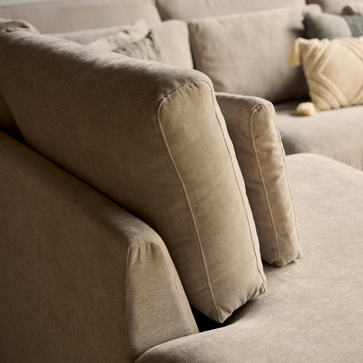 Hoekbank Jesse beige, detail van het materiaal