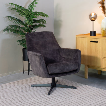 Fauteuil Toby Velours Antraciet