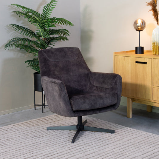 Fauteuil Toby Velours Antraciet