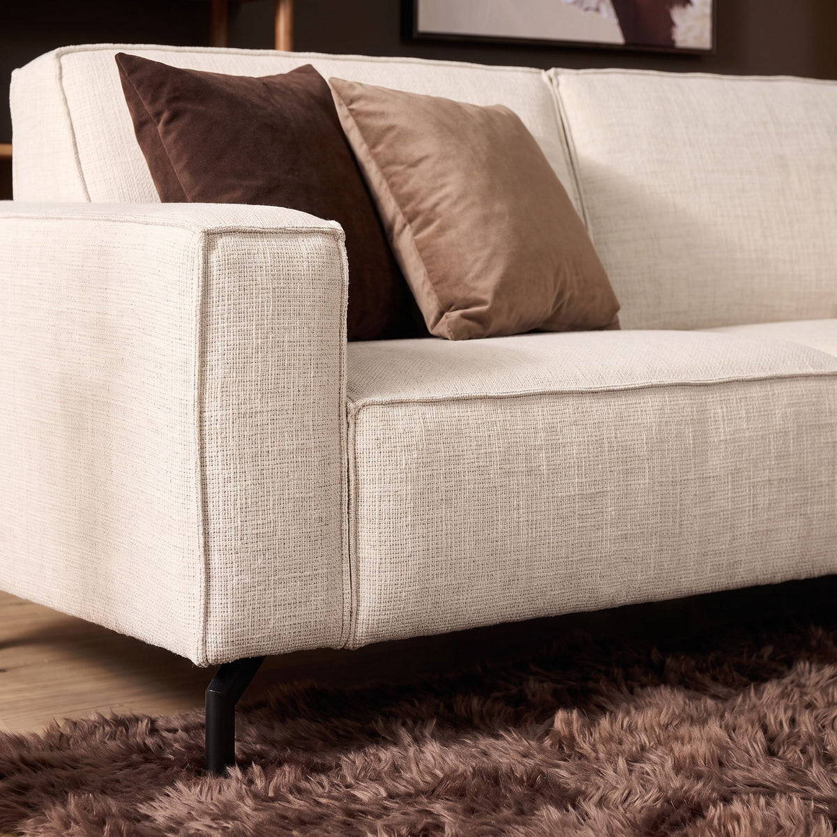 Hoekbank Floris beige baltimore, detail van het materiaal