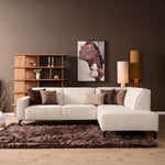 Hoekbank Floris beige baltimore, schuin vooraanzicht in een interieur