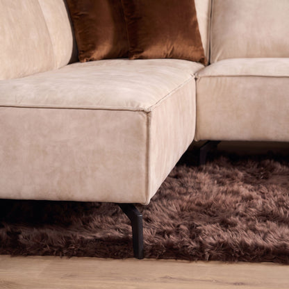 Hoekbank Floris velvet beige, detail van het materiaal