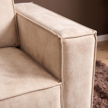 Hoekbank Floris velvet beige, detail van het materiaal
