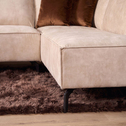 Hoekbank Floris velvet beige, detail van het materiaal
