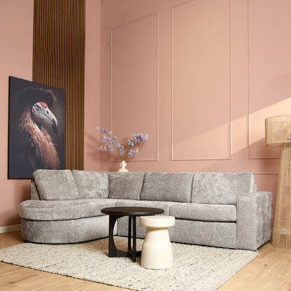 Hoekbank Alma grijs, vooraanzicht in een interieur