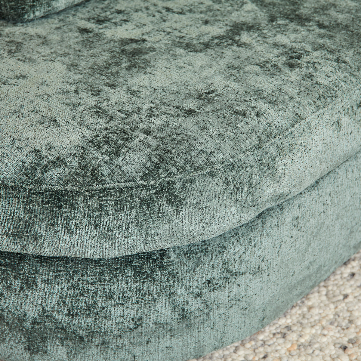 Hoekbank Alma groen, detail van het materiaal