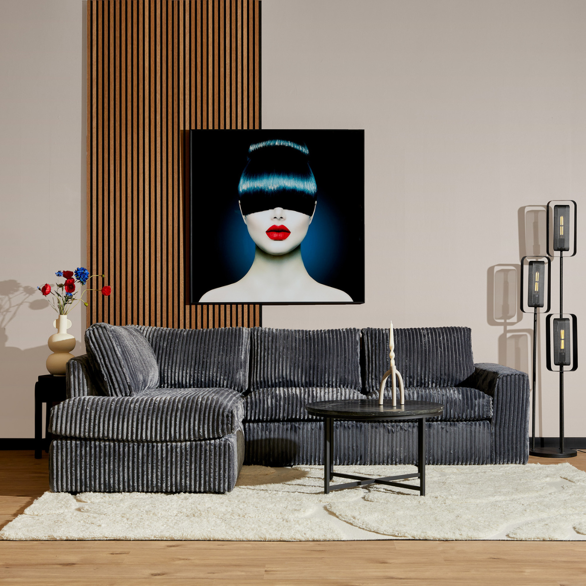 Hoekbank Teddy | Antraciet Ribcord