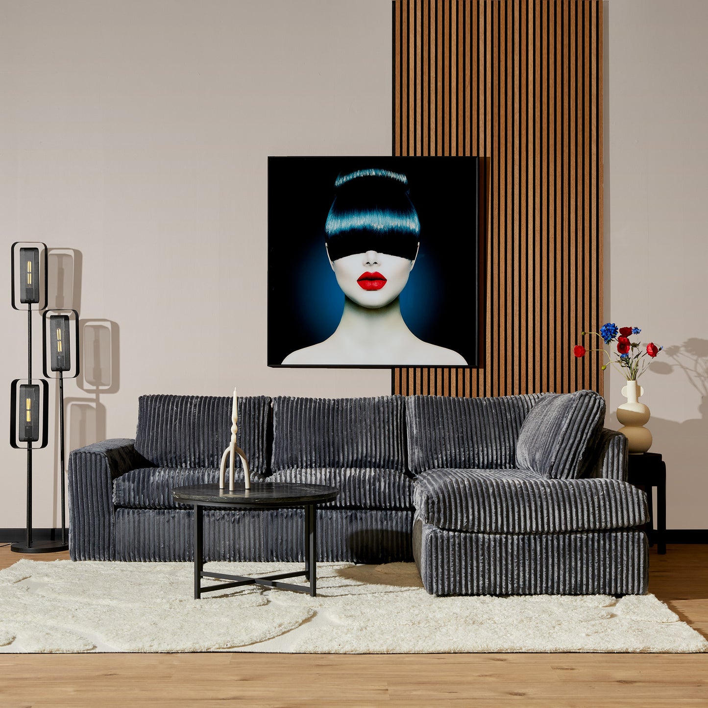 Hoekbank Teddy | Antraciet Ribcord