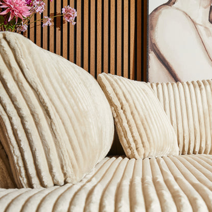 Hoekbank Teddy | Beige Ribcord — Zijaanzicht - sfeer
