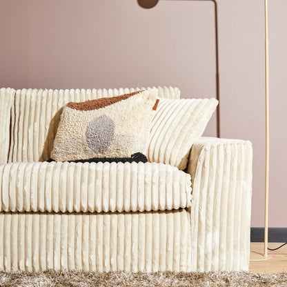 Hoekbank Teddy | Beige Ribcord — Vooraanzicht - sfeer