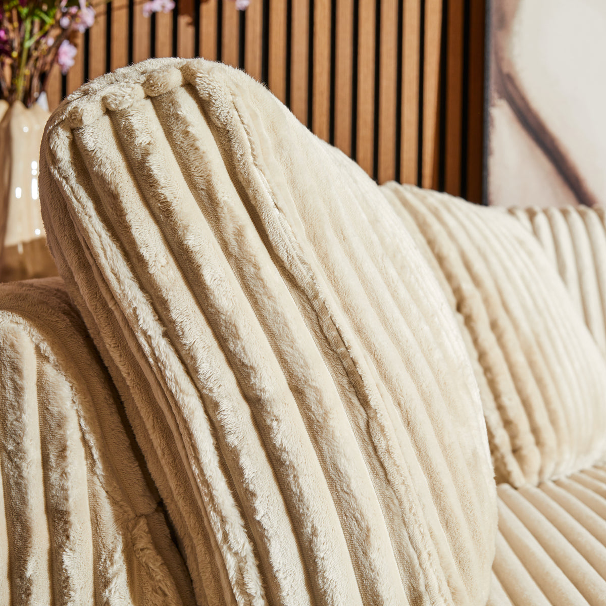 Hoekbank Teddy | Beige Ribcord — Detail