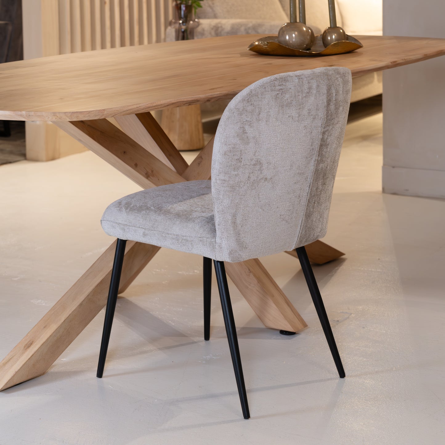 Eetkamerstoel Bobby | Zand Stof | No Arm