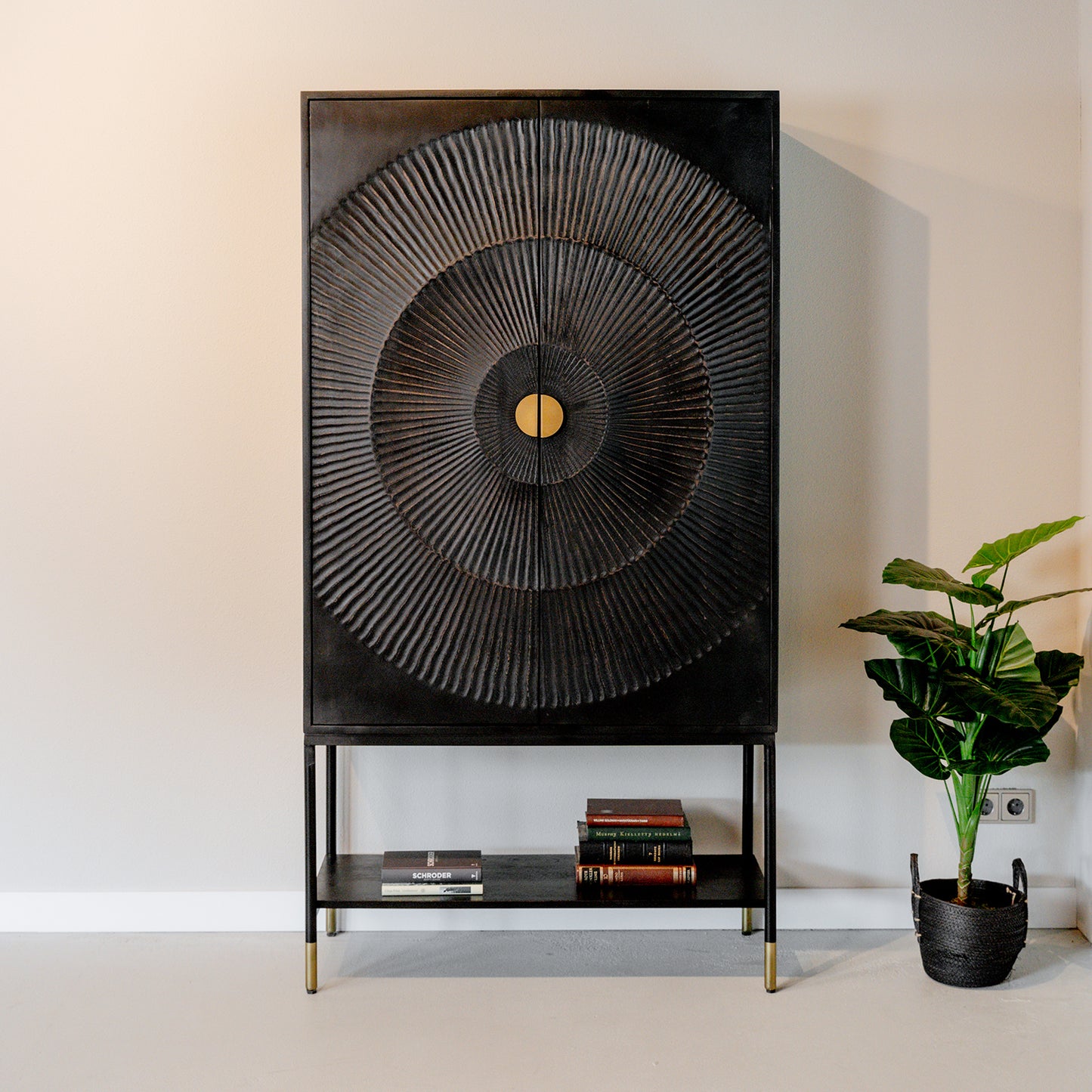 Kabinet Kast Sun | 2 Deuren | Zwart Mangohout