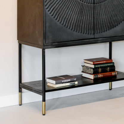 Kabinet Kast Sun | 2 Deuren | Zwart Mangohout