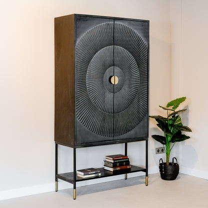 Kabinet Kast Sun | 2 Deuren | Zwart Mangohout