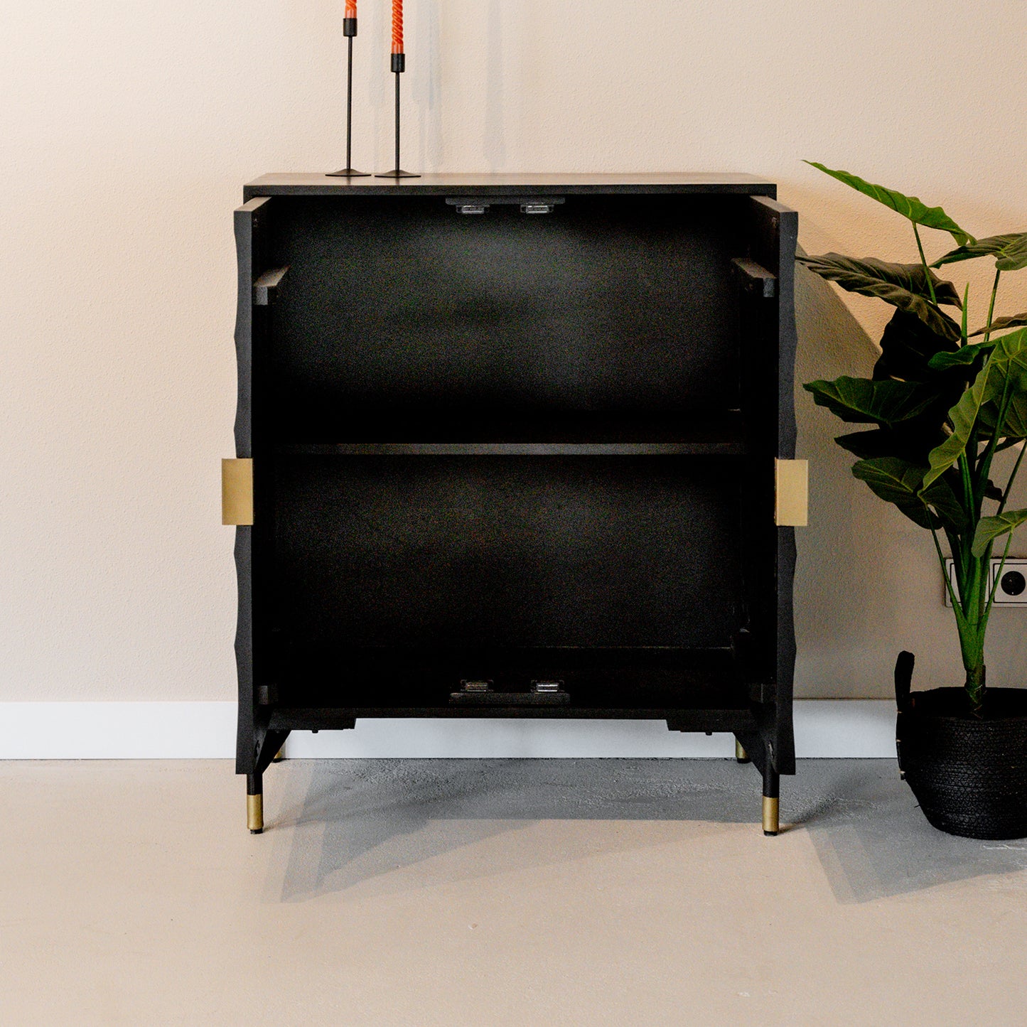 Opbergkast Sun Laag | 2 Deuren | Zwart Mangohout