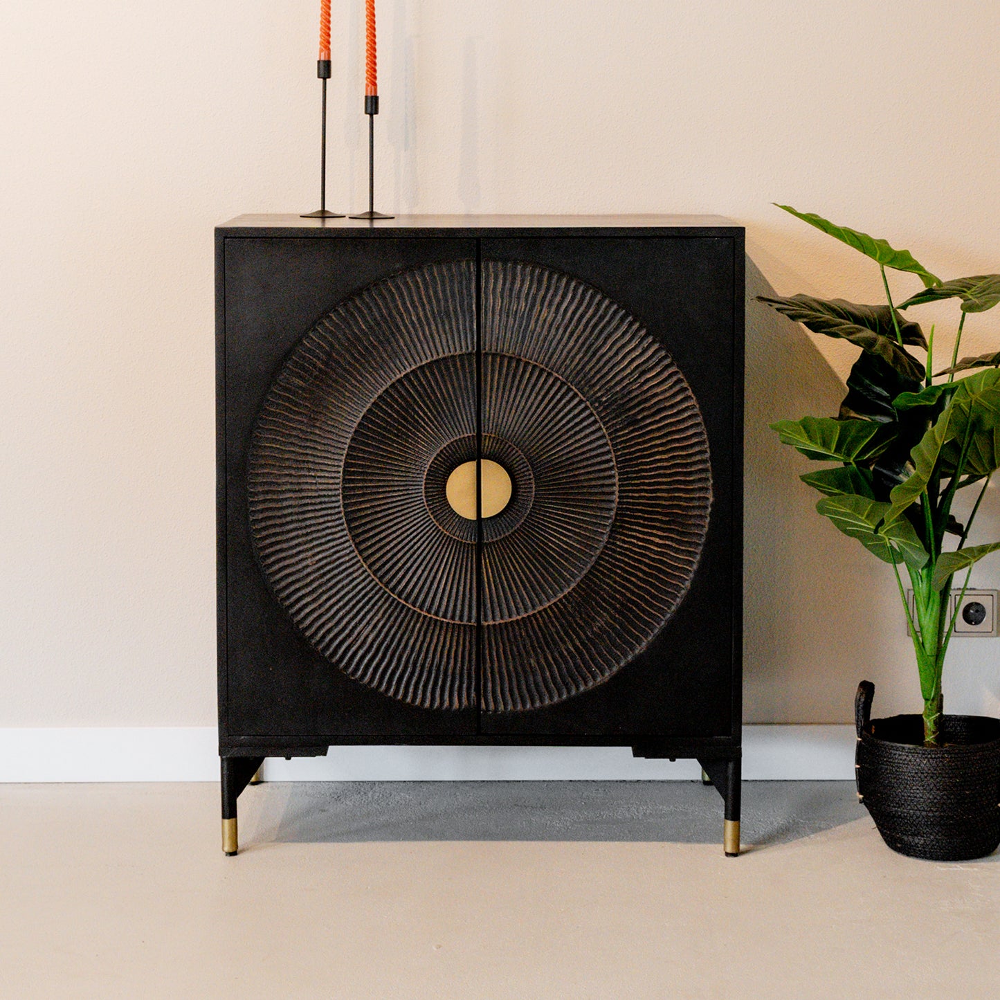 Opbergkast Sun Laag | 2 Deuren | Zwart Mangohout