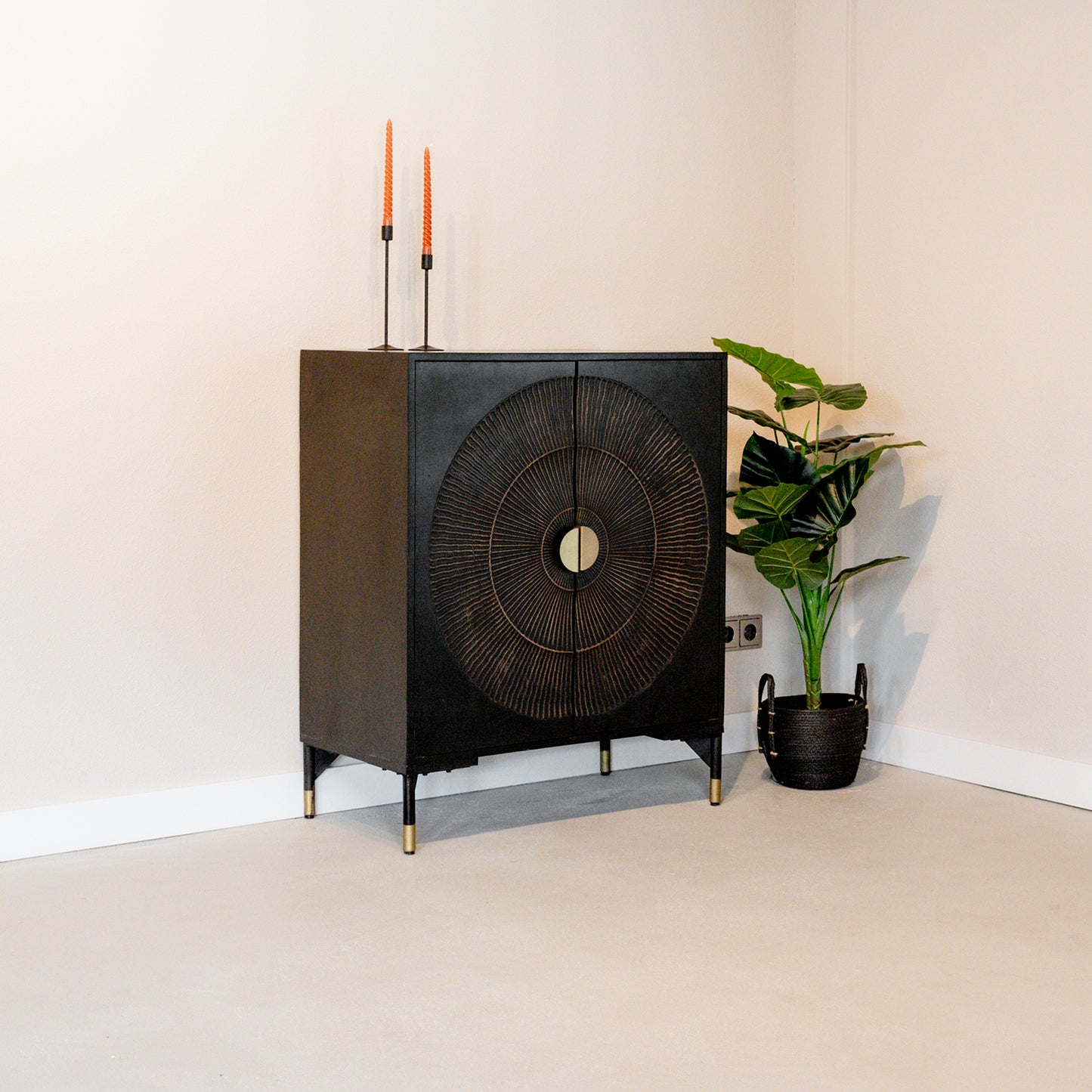 Opbergkast Sun Laag | 2 Deuren | Zwart Mangohout