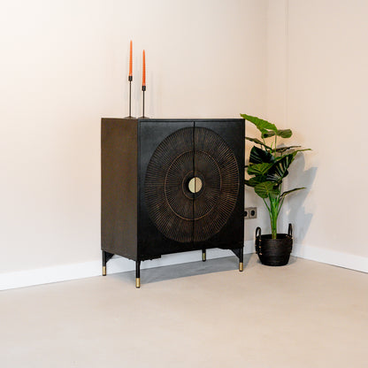 Opbergkast Sun Laag | 2 Deuren | Zwart Mangohout
